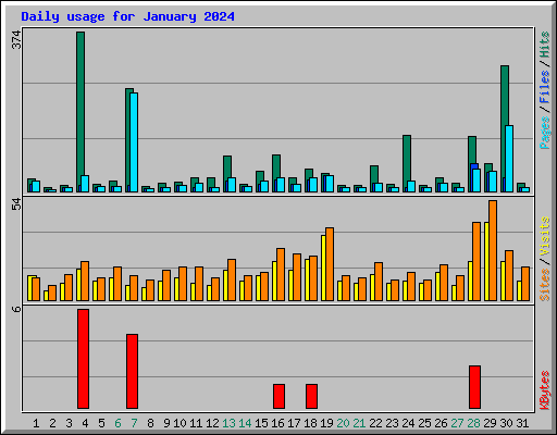Daily usage for January 2024